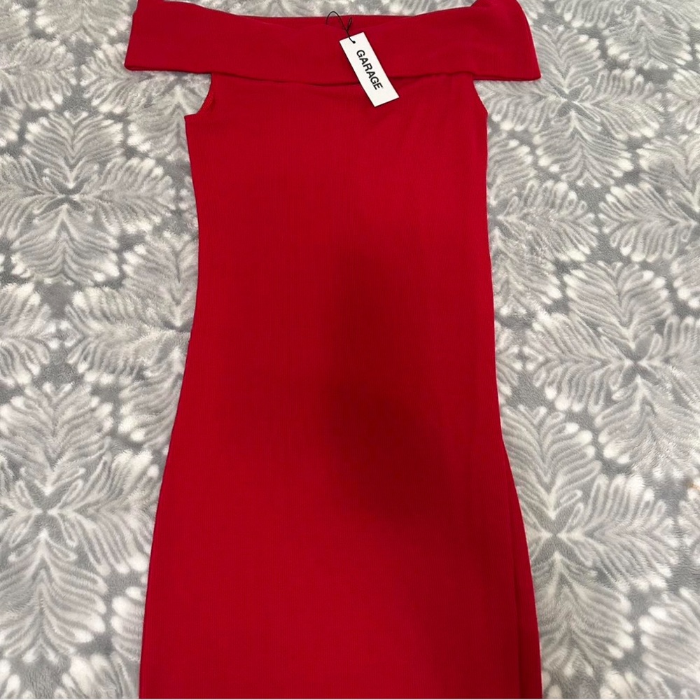 Garage Red Off-Shoulder Dress